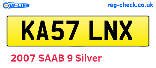 KA57LNX are the vehicle registration plates.