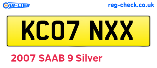 KC07NXX are the vehicle registration plates.