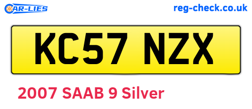 KC57NZX are the vehicle registration plates.