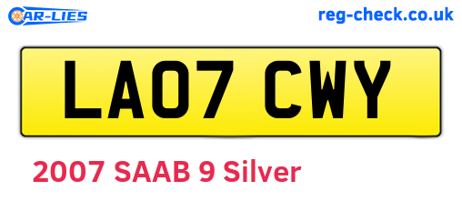 LA07CWY are the vehicle registration plates.
