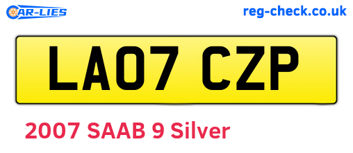 LA07CZP are the vehicle registration plates.