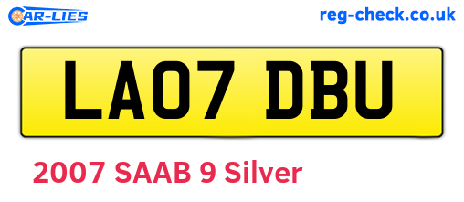 LA07DBU are the vehicle registration plates.