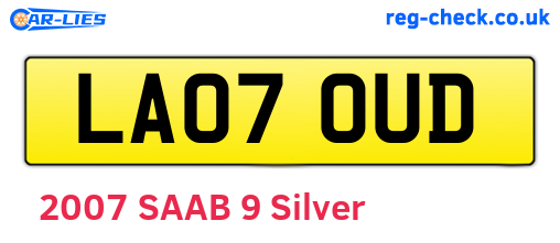LA07OUD are the vehicle registration plates.