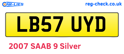 LB57UYD are the vehicle registration plates.