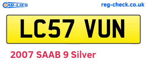 LC57VUN are the vehicle registration plates.