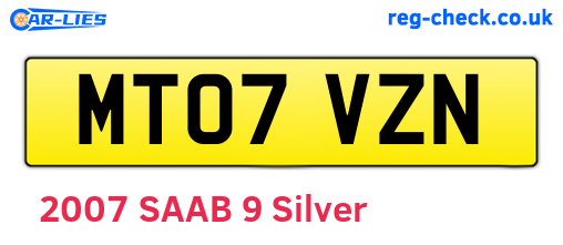 MT07VZN are the vehicle registration plates.