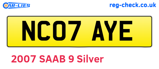 NC07AYE are the vehicle registration plates.