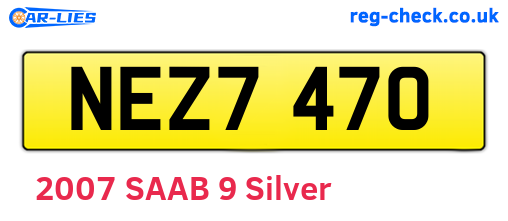 NEZ7470 are the vehicle registration plates.