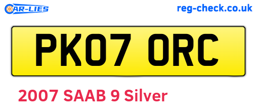 PK07ORC are the vehicle registration plates.