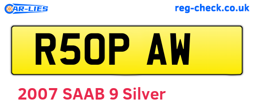 R50PAW are the vehicle registration plates.
