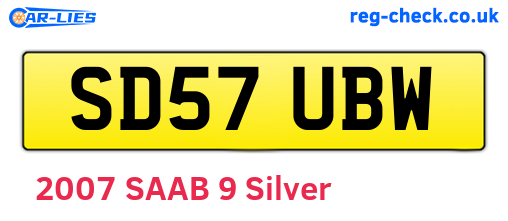 SD57UBW are the vehicle registration plates.