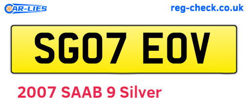 SG07EOV are the vehicle registration plates.