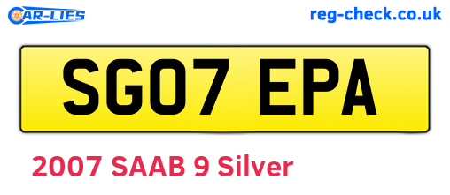 SG07EPA are the vehicle registration plates.