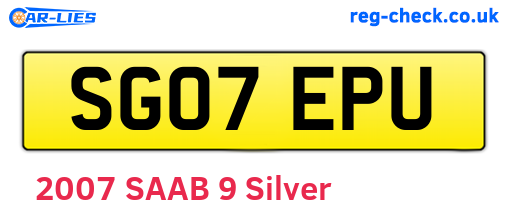 SG07EPU are the vehicle registration plates.