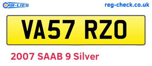VA57RZO are the vehicle registration plates.