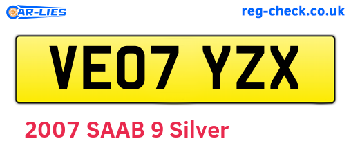 VE07YZX are the vehicle registration plates.