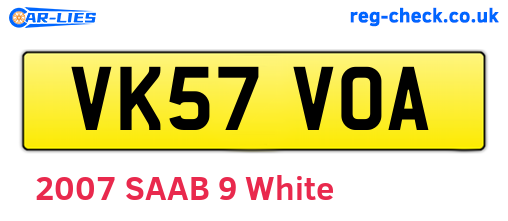VK57VOA are the vehicle registration plates.