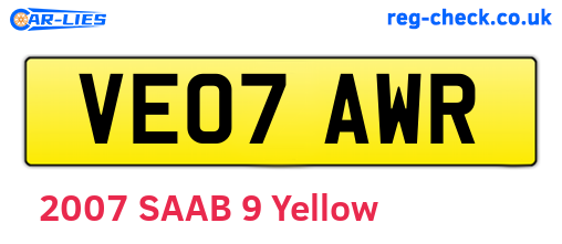 VE07AWR are the vehicle registration plates.