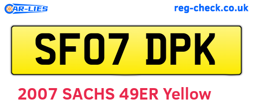 SF07DPK are the vehicle registration plates.