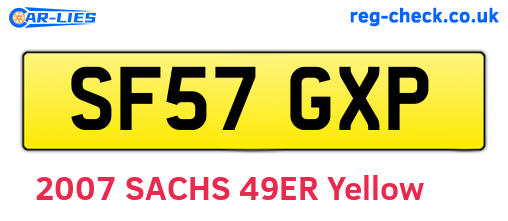 SF57GXP are the vehicle registration plates.