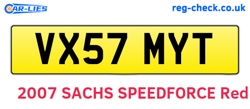 VX57MYT are the vehicle registration plates.