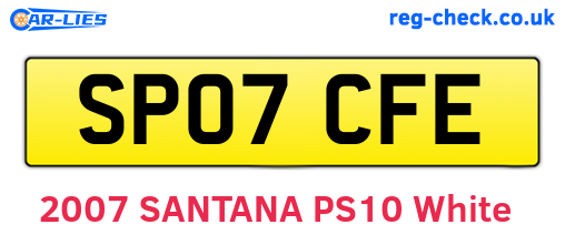 SP07CFE are the vehicle registration plates.