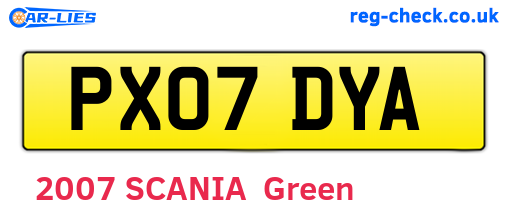 PX07DYA are the vehicle registration plates.