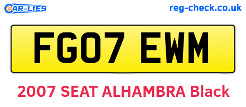FG07EWM are the vehicle registration plates.
