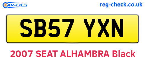SB57YXN are the vehicle registration plates.