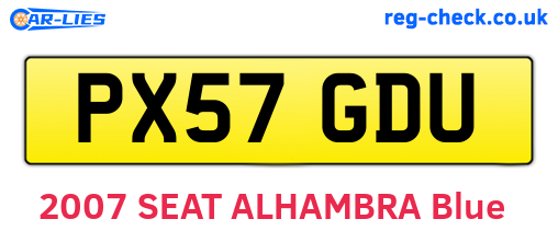 PX57GDU are the vehicle registration plates.