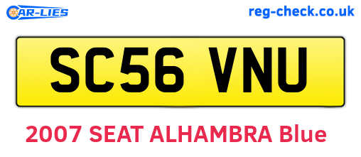 SC56VNU are the vehicle registration plates.