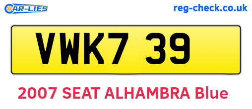 VWK739 are the vehicle registration plates.