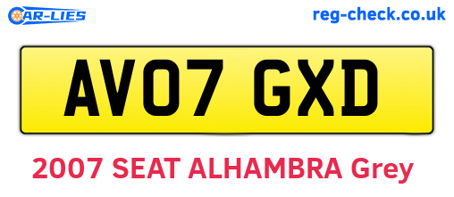 AV07GXD are the vehicle registration plates.