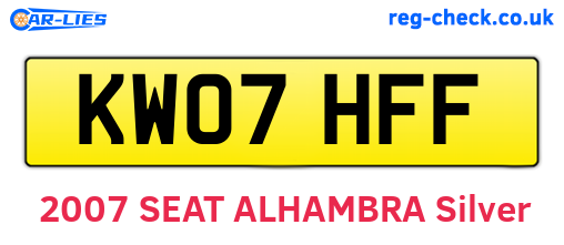 KW07HFF are the vehicle registration plates.