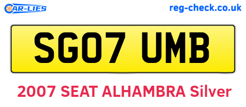 SG07UMB are the vehicle registration plates.