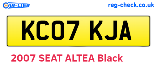 KC07KJA are the vehicle registration plates.