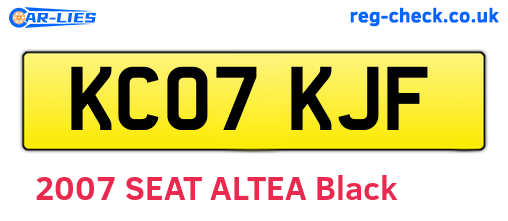 KC07KJF are the vehicle registration plates.