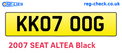 KK07OOG are the vehicle registration plates.