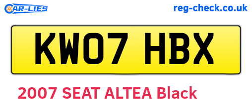 KW07HBX are the vehicle registration plates.