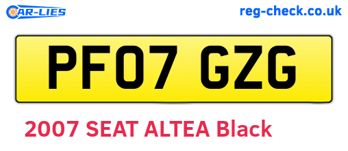 PF07GZG are the vehicle registration plates.