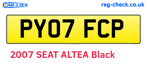 PY07FCP are the vehicle registration plates.