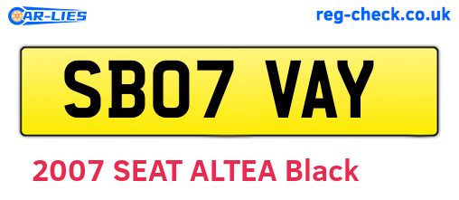 SB07VAY are the vehicle registration plates.