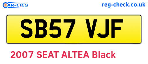 SB57VJF are the vehicle registration plates.