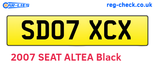 SD07XCX are the vehicle registration plates.