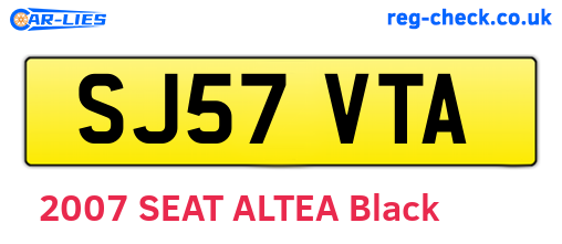 SJ57VTA are the vehicle registration plates.