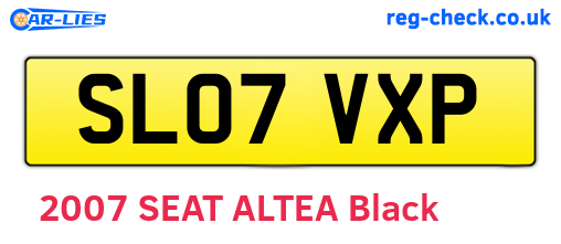 SL07VXP are the vehicle registration plates.