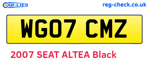 WG07CMZ are the vehicle registration plates.