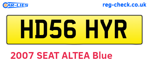 HD56HYR are the vehicle registration plates.