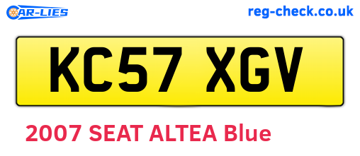 KC57XGV are the vehicle registration plates.