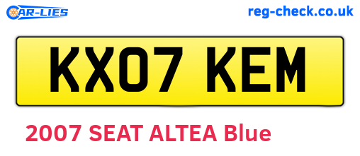 KX07KEM are the vehicle registration plates.